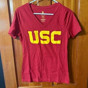 USC Trojans Women's V-Neck T-Shirt M Red Short Sleeve College